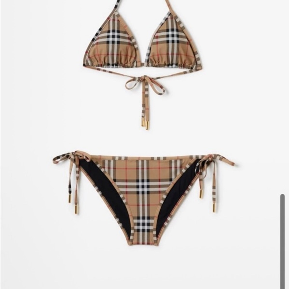 Plaid Triangle Bikini Set